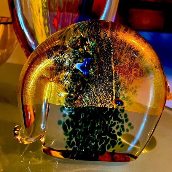Murano Stamped Beautiful Glass Work Hand Painted Lucky Elephant